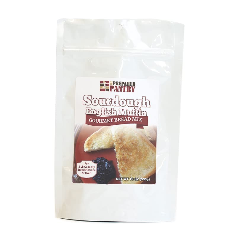 The Prepared Pantry Sourdough English Muffin Bread Mix - Easy Homemade Artisan Bread for Bread Machine or Oven Baking (Single Pack) - Perfect for Breakfast, Brunch or Afternoon Tea