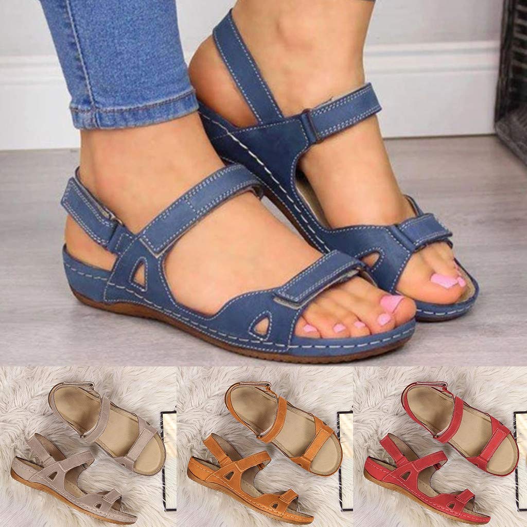 Women's Wide Width Wedge Platform Sandals with Ankle Strap & Studded Detail - Open Toe Summer Beach Shoes for Casual Outings, Vacations & Outdoor Activities