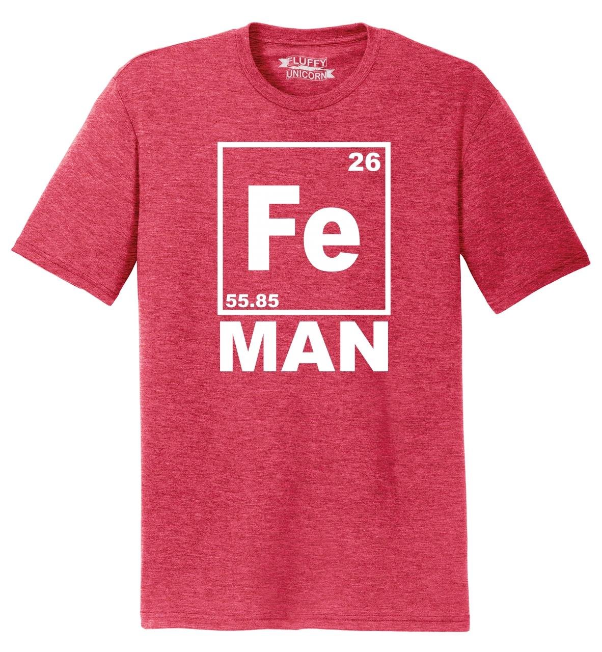 Funny Iron Man Chemistry Periodic Table T-Shirt for Men - Tri-Blend Comical Graphic Tee - Perfect for Marvel Fans, Science Geeks & Casual Wear