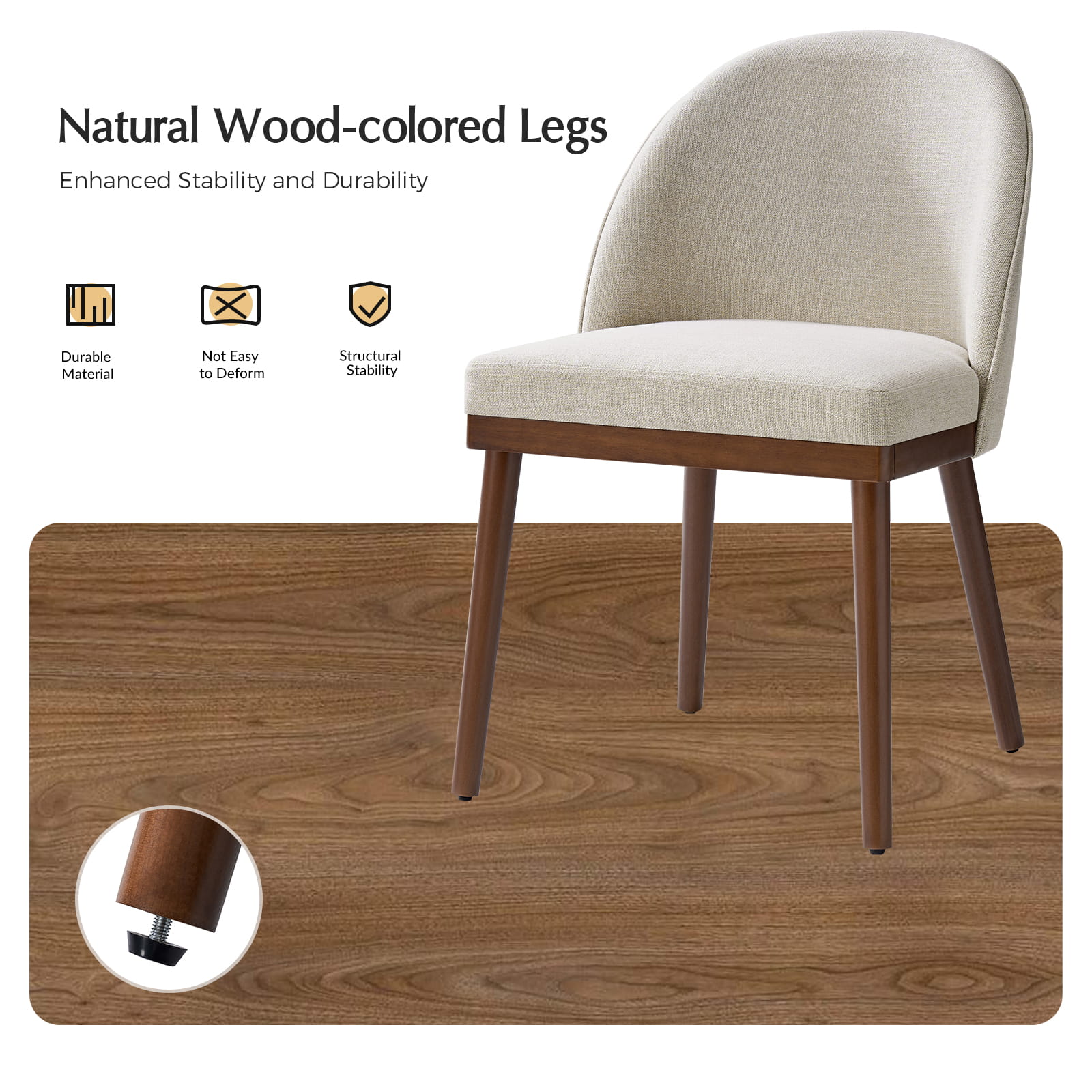 Serta Upholstered Dining Chairs with Solid Wood Legs - Comfortable Modern Kitchen & Dining Room Seating (Set of 2/4/6) for Home, Restaurant, or Office Use