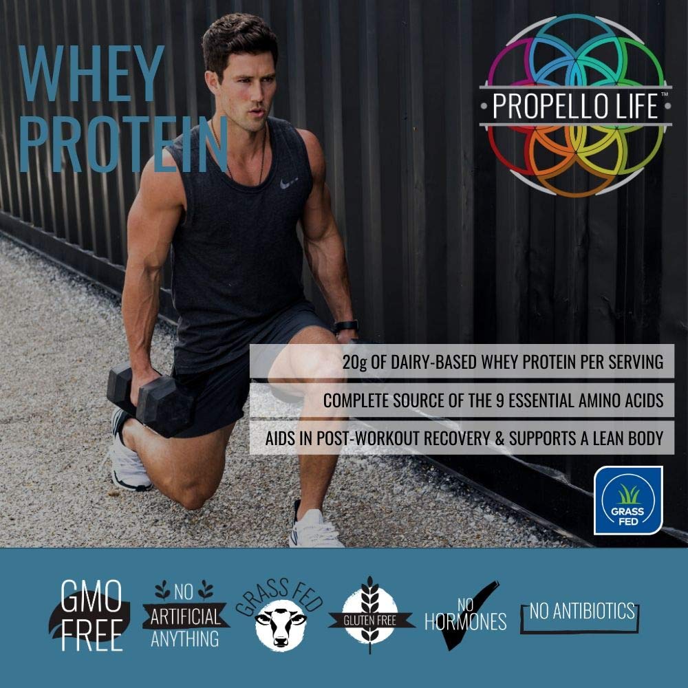 Propello Life Grass-Fed Whey Protein Powder - Vanilla Flavor, 17 Servings | High-Quality Protein Supplement for Muscle Recovery & Weight Loss | Perfect for Post-Workout, Breakfast Smoothies & Healthy Snacks