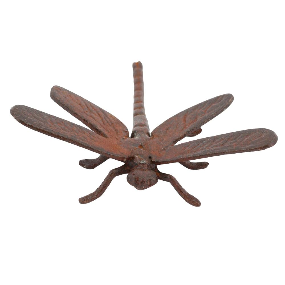 HomArt Cast Iron Dragonfly Garden Decor - Rust-Resistant Outdoor Statue for Patio, Yard, and Garden Decoration