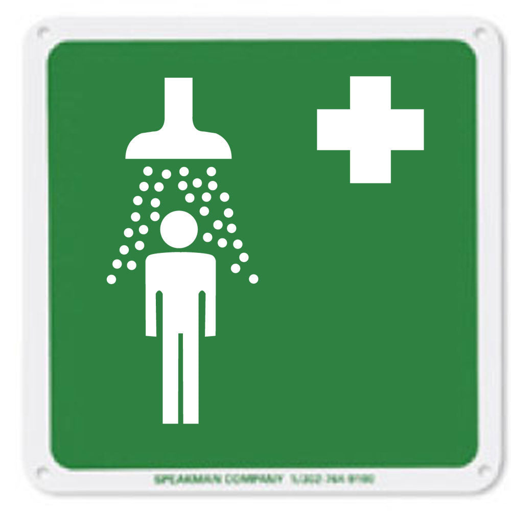 Speakman SGN2 ANSI Safety Shower Sign - OSHA Compliant Emergency Eye Wash Station Label for Workplace Safety - Ideal for Factories, Labs, and Industrial Areas