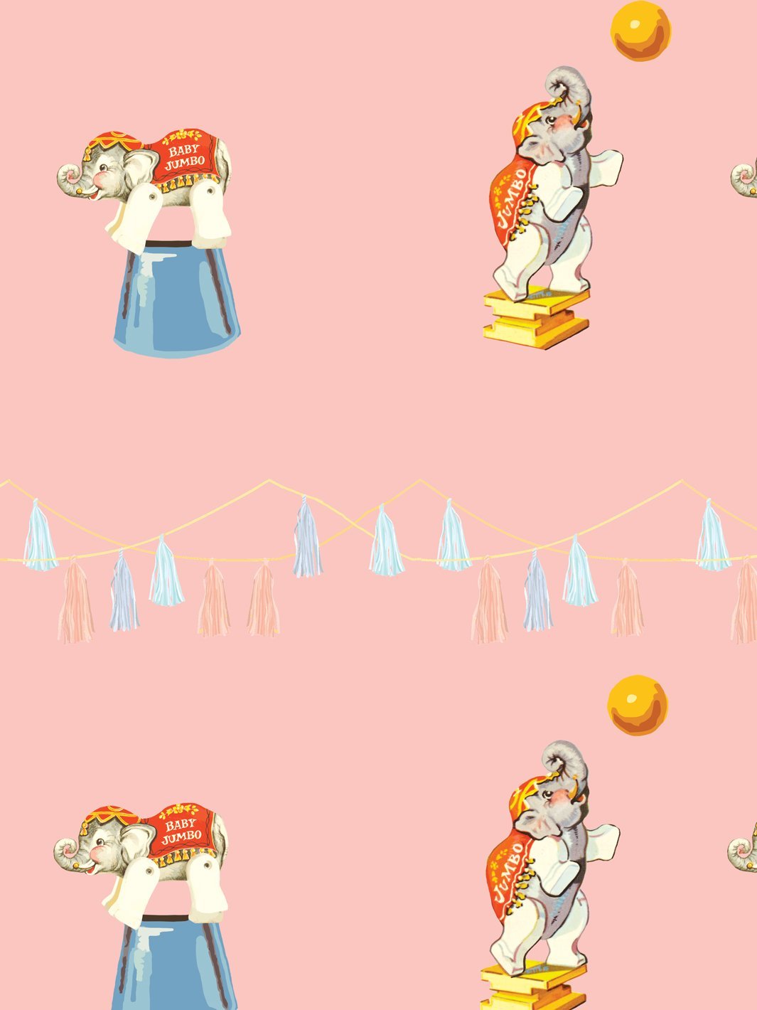 Fisher Price™ 'Elephant Circus' Wallpaper - Playful Nursery Decor for Baby Rooms & Kids Bedrooms