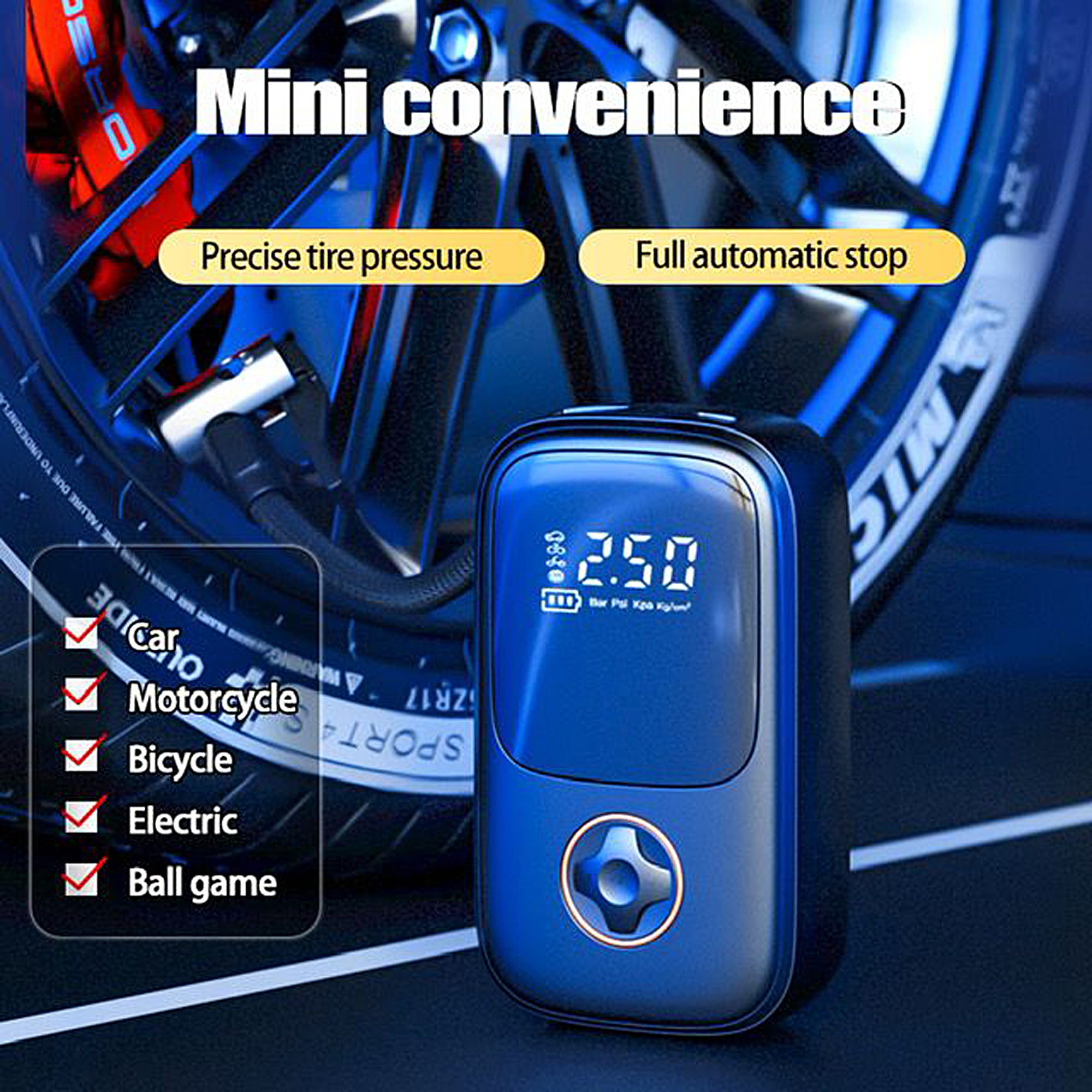 Milex 3-in-1 Portable Air Compressor Pump for Car Tires, Bikes & Inflatables - Fast Inflation with Digital Pressure Gauge | Perfect for Road Trips, Camping & Emergency Use