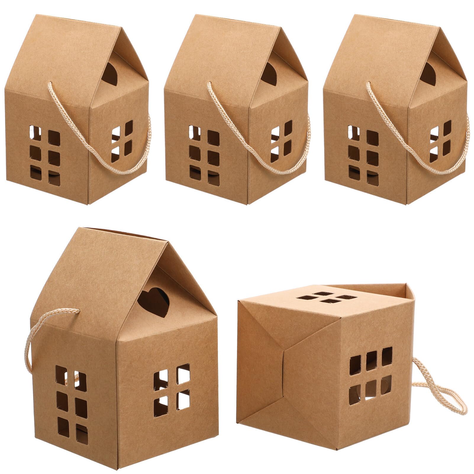 10pcs Kraft Paper Candy Boxes - House Shaped Chocolate Gift Box for Wedding Favors, Christmas Party Treats & Holiday Candy Packaging - Perfect for DIY Gifts, Party Decorations and Sweet Treat Displays