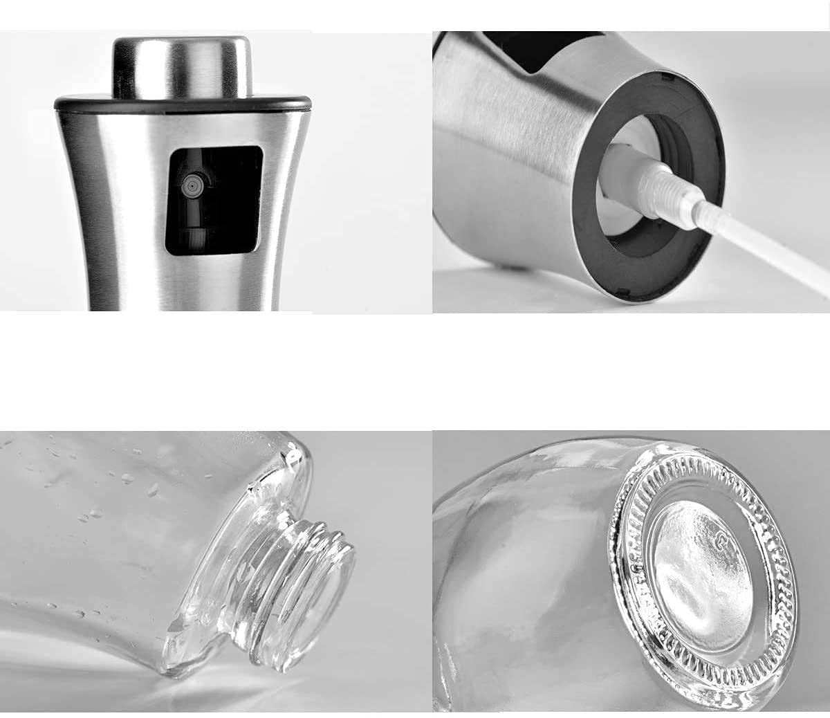 HKUTOTECH Stainless Steel Oil Spray Bottle for Cooking - 8oz Glass Oil Dispenser for Baking, Grilling, Roasting, Frying & Salad Dressing | Perfect for Kitchen, BBQ, Camping & Healthy Cooking
