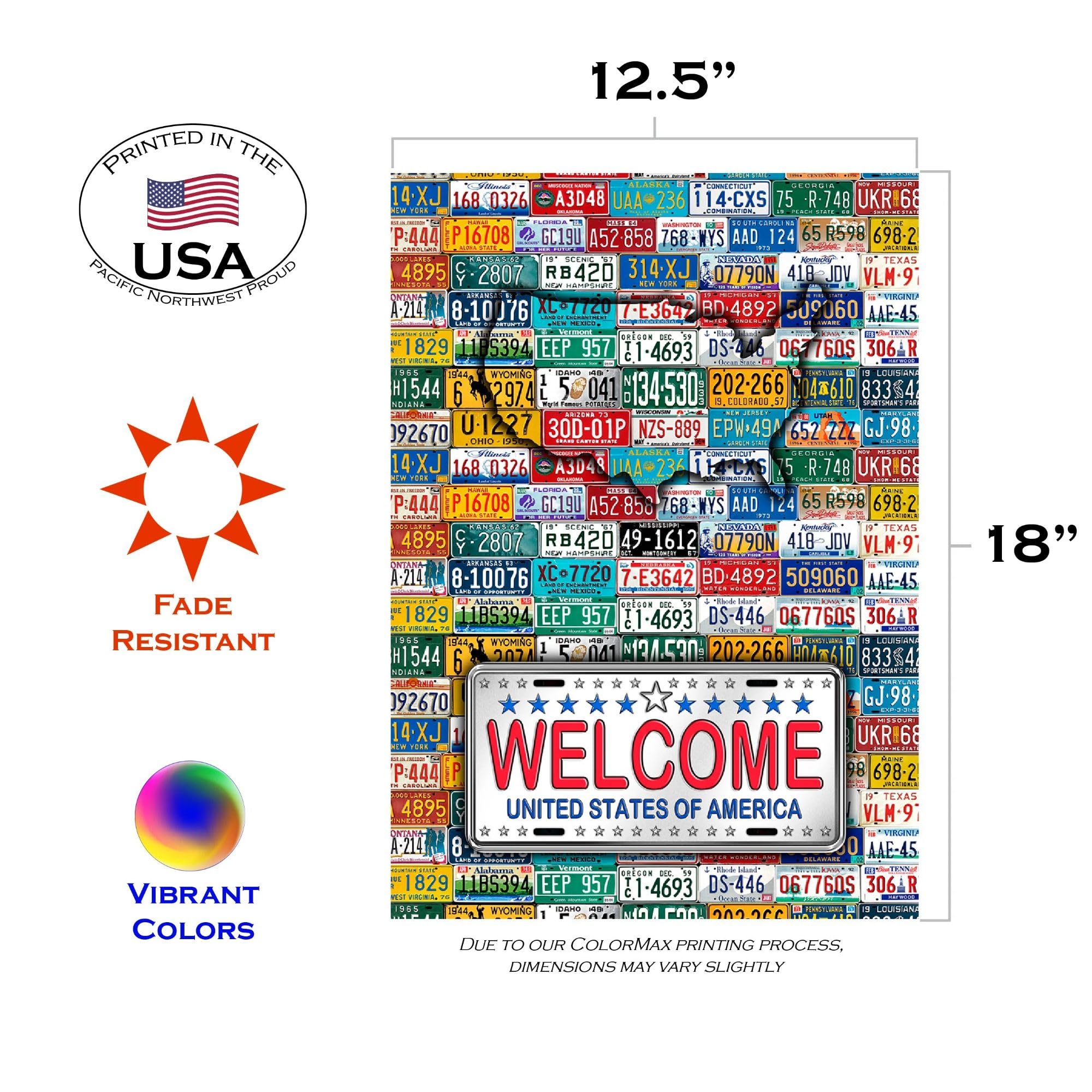 Toland Home Garden 50 States Double Sided Patriotic Garden Flag - 12x18 Inch American Flag Outdoor Decoration for Yard, House & Garden - Perfect for Memorial Day, 4th of July & Patriotic Events