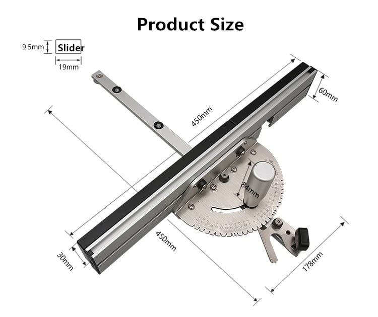 450mm Brass Handle 27 Angle Miter Gauge with Box Joint Jig - Precision Track Stop Table Saw Router Accessory for Woodworking Projects | Perfect for Cabinet Making, Furniture Building & DIY Crafts