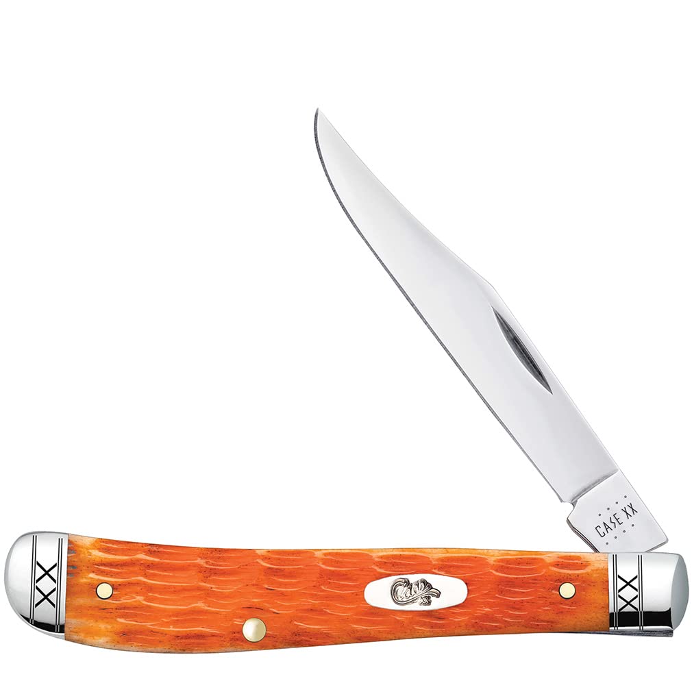 Case Cutlery CA35814 Slimline Trapper Folding Knife - Cayenne Red Bone Handle, Pocket Knife for Everyday Carry, Hunting, Camping & Outdoor Adventures