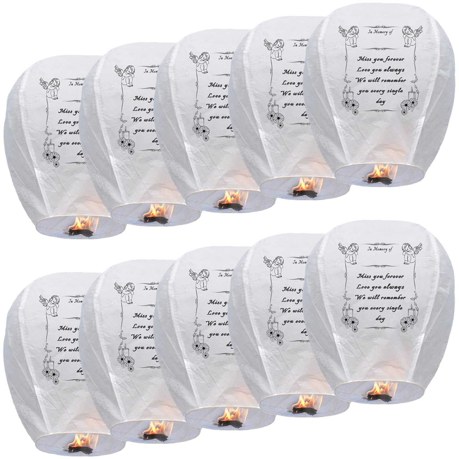 10 Pack Chinese Paper Lanterns - Japanese Style Wishing Lanterns for Wedding, Anniversary, Party & Holiday Decorations - Perfect for Indoor/Outdoor Events, Garden Lighting & Festival Decor