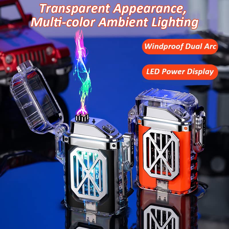 USB Rechargeable Dual Arc Plasma Lighter - Windproof, Flameless for Candles & Outdoor Use (Black)