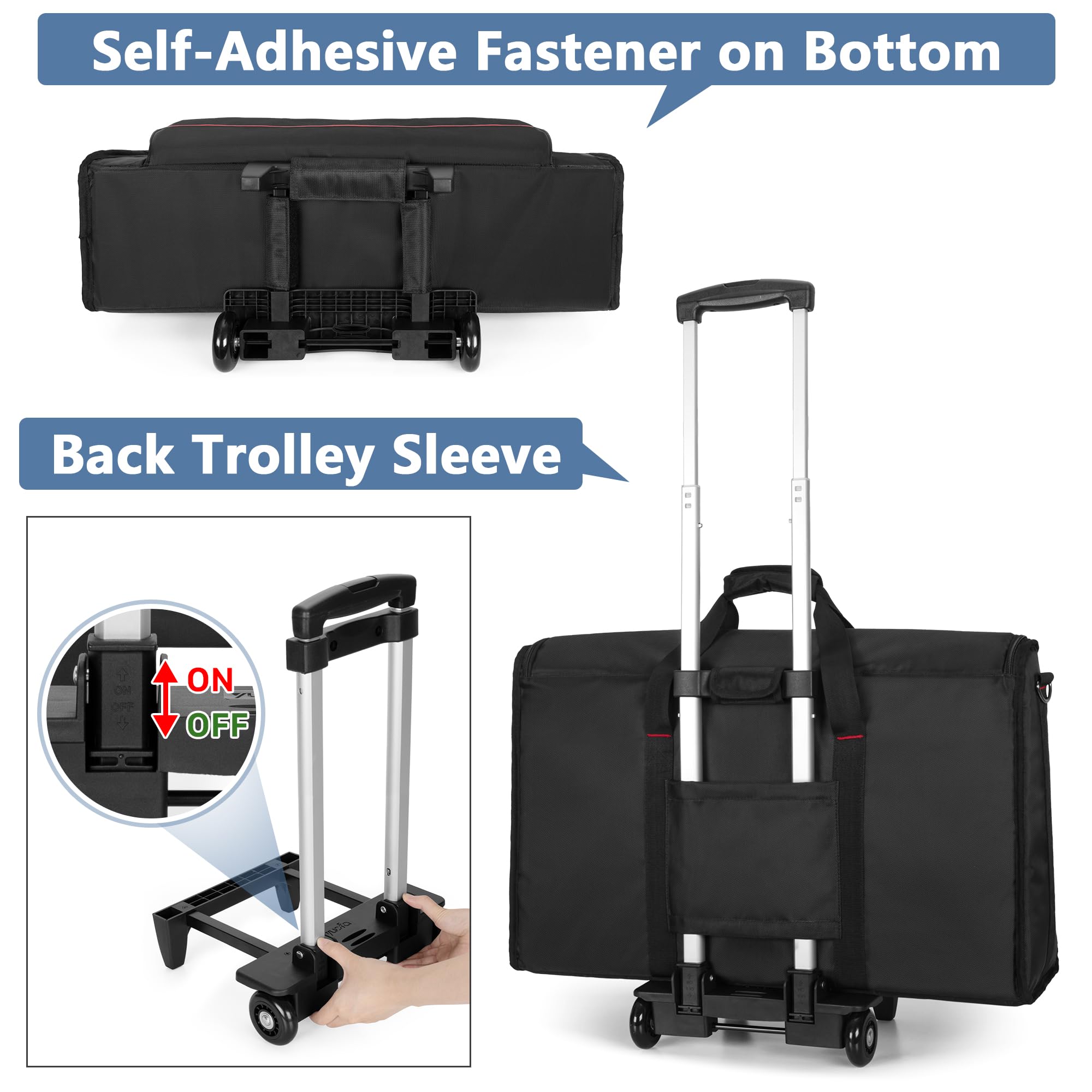 Trunab Rolling Monitor Carry Case for 24 Inch Monitors - Padded LCD Screen Travel Bag with Detachable Trolley, Holds 2 Screens/TVs & Accessories (Black) - Perfect for Office Moves, Trade Shows & AV Equipment Transport