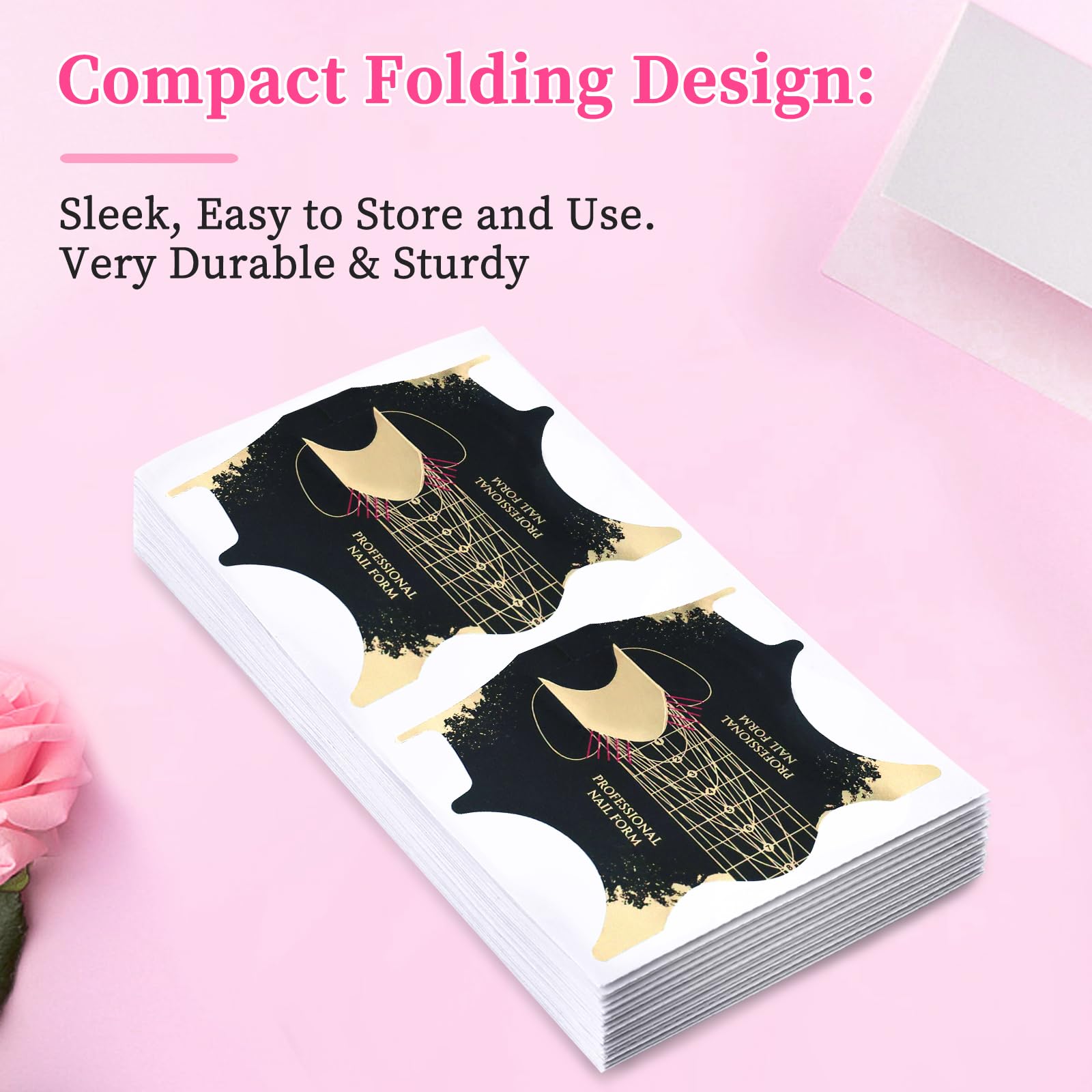 Reusable Self-Adhesive Nail Forms 100pcs - Sticky Nail Extension Templates for Poly Gel, Builder Gel & Acrylic Nails - Black Nail Art Stencils for Professional Salon & DIY Manicures at Home