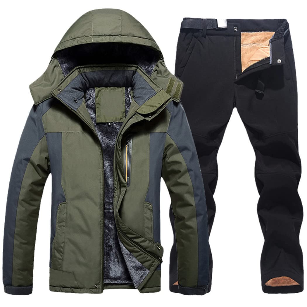 Men's Waterproof Ski Jacket & Pants Set - Winter Warm Windproof Snowboarding Suit for Skiing, Camping & Outdoor Activities