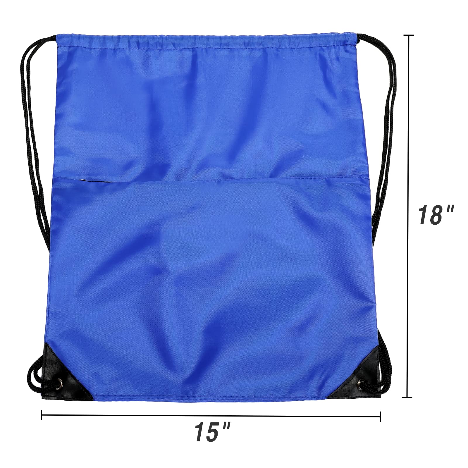 Foldable 210D Nylon Drawstring Backpack with Zipper Side Pocket - Lightweight Sports Gym Tote Bag for Men & Women - Perfect for Travel, Workout, School and Outdoor Activities