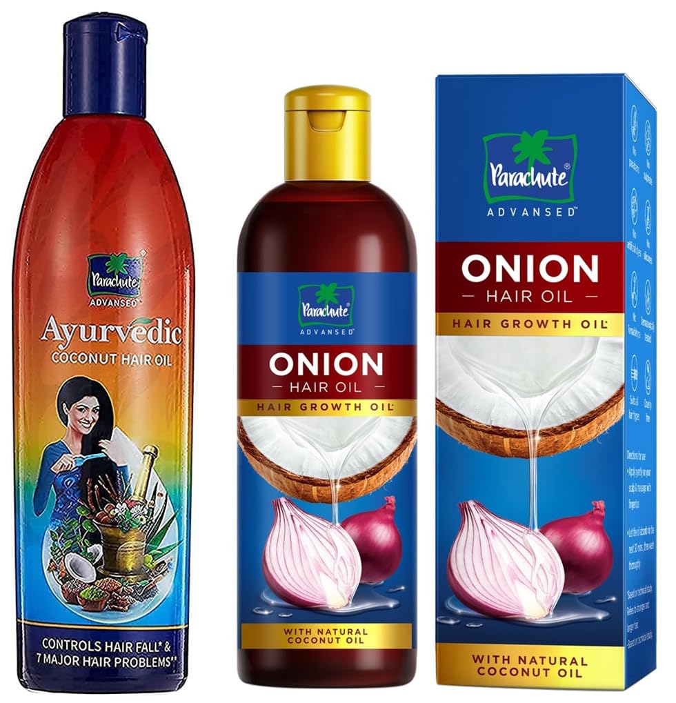 Parachute Advanced Onion Hair Oil with Comb Applicator - Promotes Hair Growth & Reduces Hair Fall - Enriched with Natural Coconut Oil & Vitamin E - 200ml - Perfect for Daily Hair Care & Scalp Massage