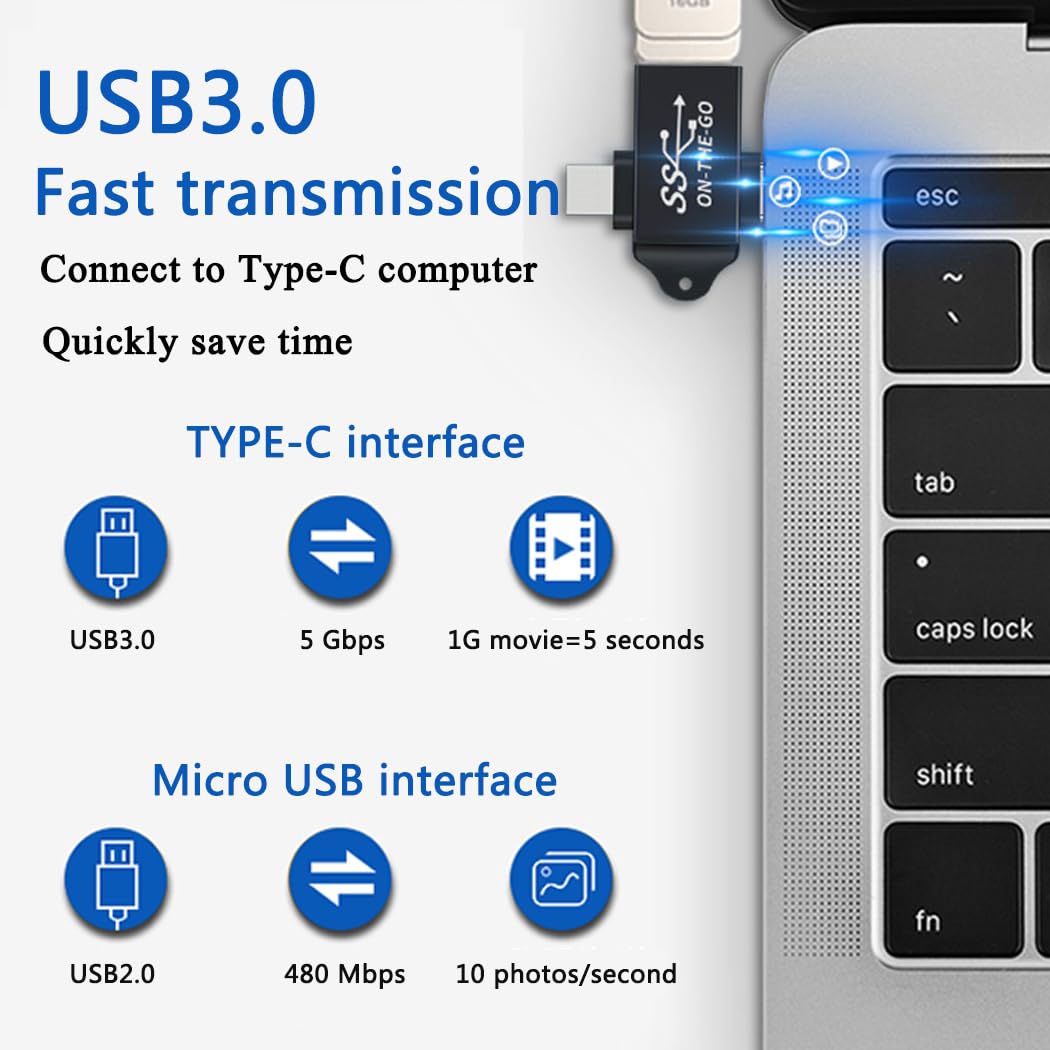 JORINDO 2-in-1 USB C & Micro USB to USB 3.0 Adapter - OTG Compatible Converter for Smartphones, Tablets, Laptops - Perfect for Data Transfer, Charging & Connecting Devices