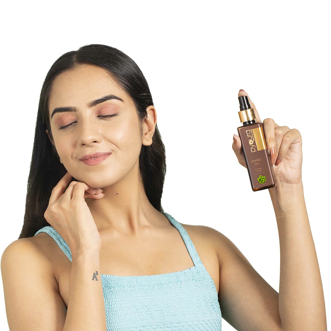 PYOURA Skin Brightening Amla Face Toner Mist 100ml - Anti-Aging Facial Toner for Wrinkles, Dark Spots & Pigmentation - Hydrating Natural Face Serum for Oily, Dry & Combination Skin - Perfect for Daily Skincare Routine & Travel-Friendly Beauty Essential