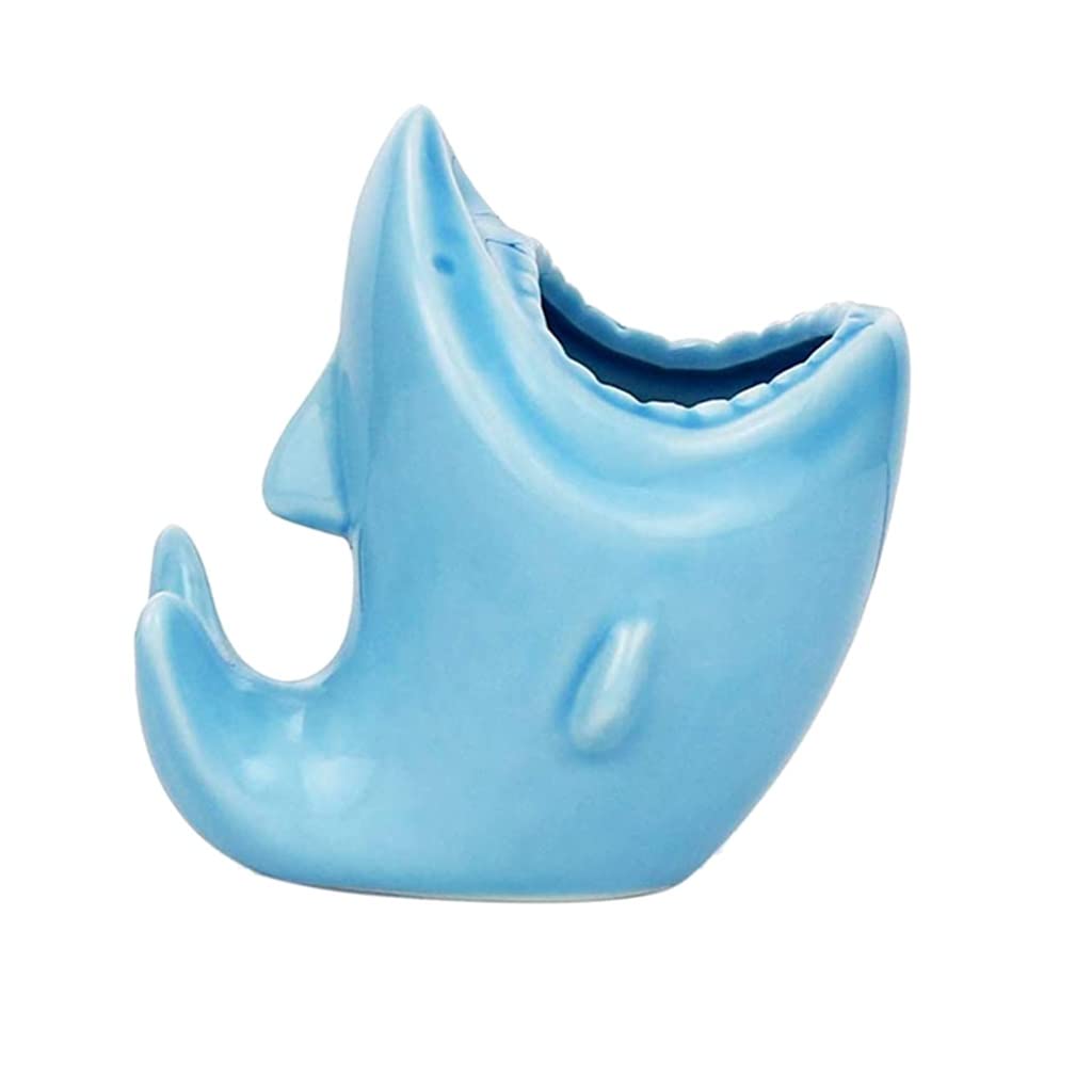 Shark Shaped Ceramic Pen Holder & Succulent Planter - Cute Desk Organizer for Home & Office (Blue, One Size) | Perfect for Pencil Storage & Small Plant Decor