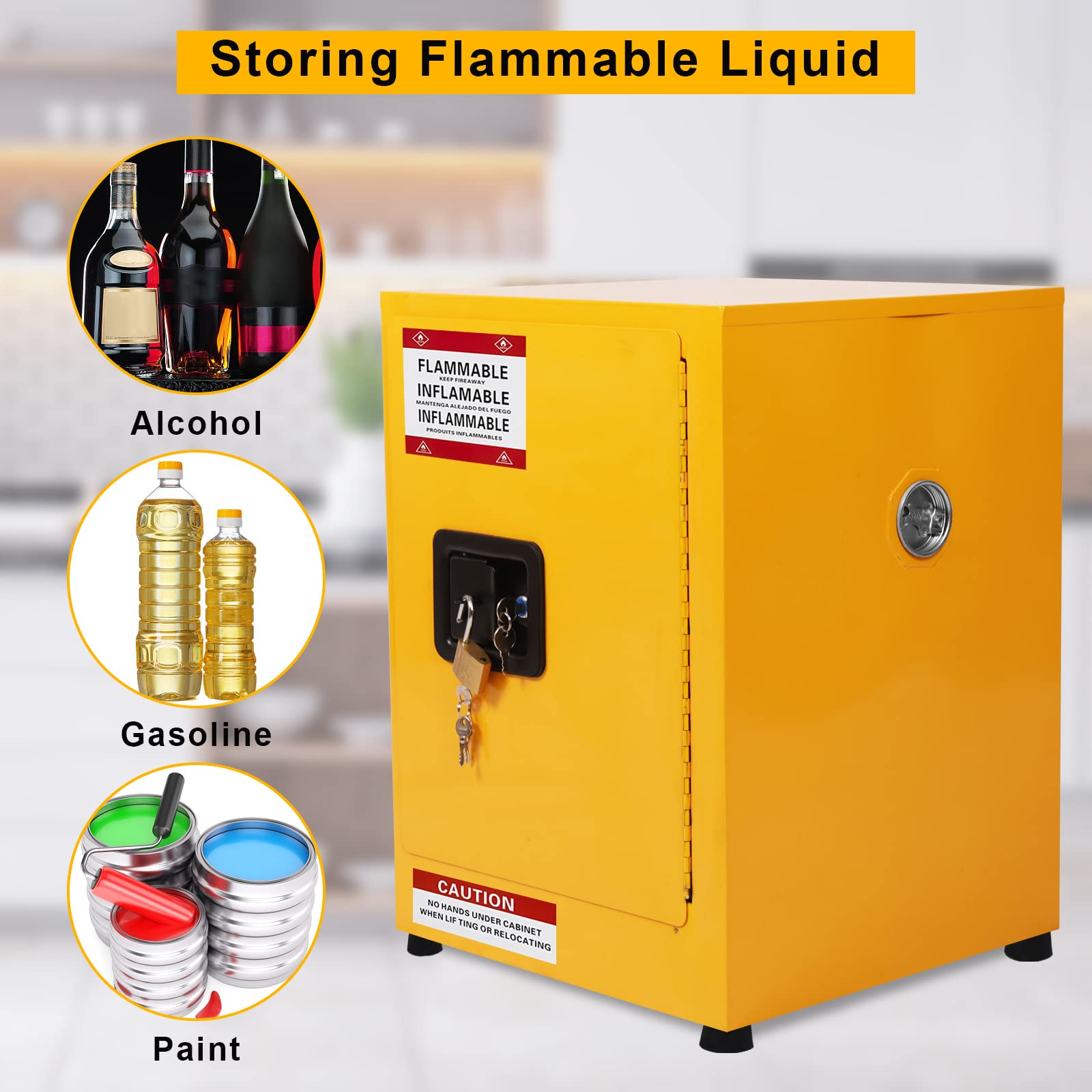 Garvee 17x17x22 Inch Fireproof Flammable Storage Cabinet - OSHA Approved Hazardous Chemical Safety Cabinet with Adjustable Shelves for Workshop, Garage & Laboratory Use