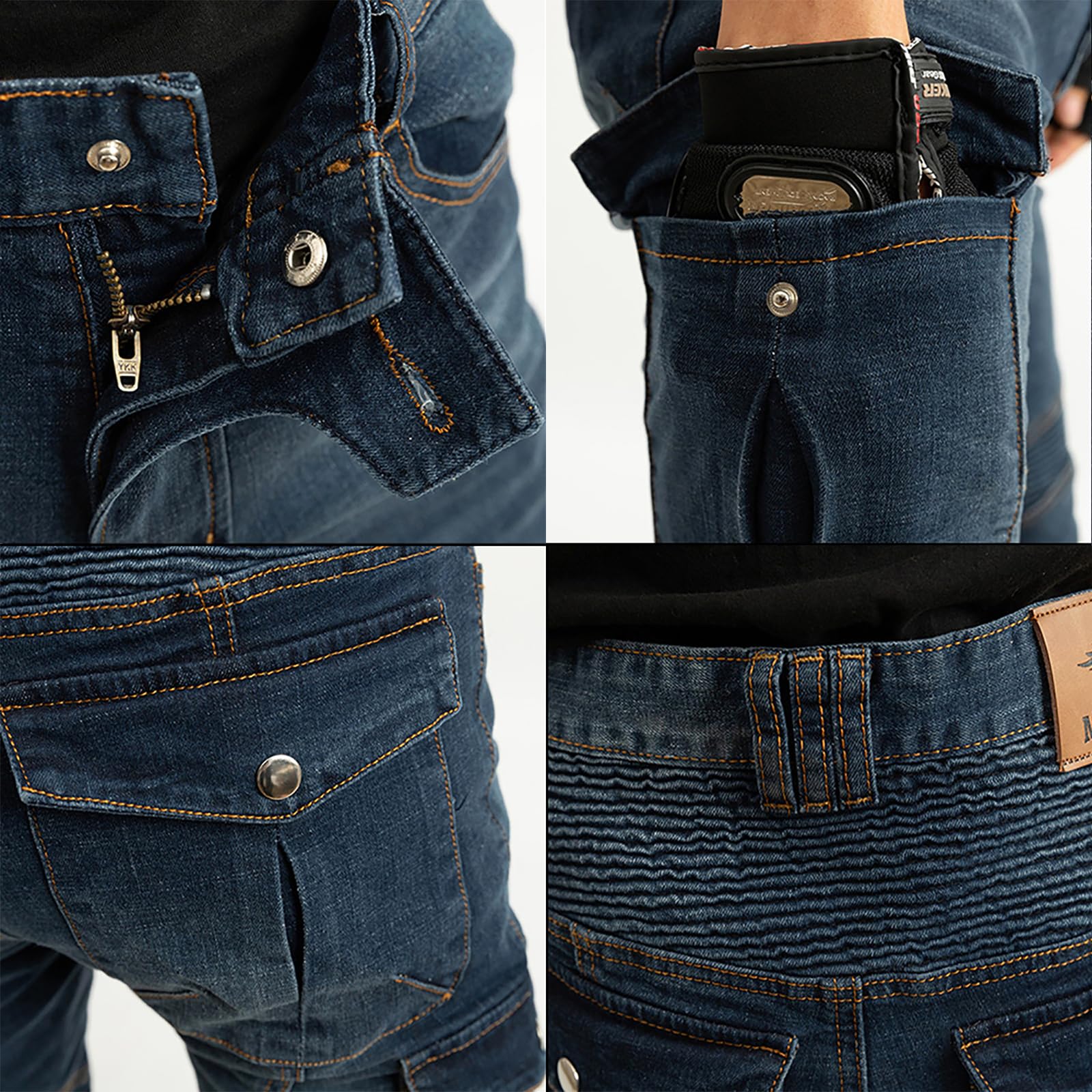 Women's CE Armor Motorcycle Jeans - Slim Fit with Knee & Hip Protectors for Safe Riding