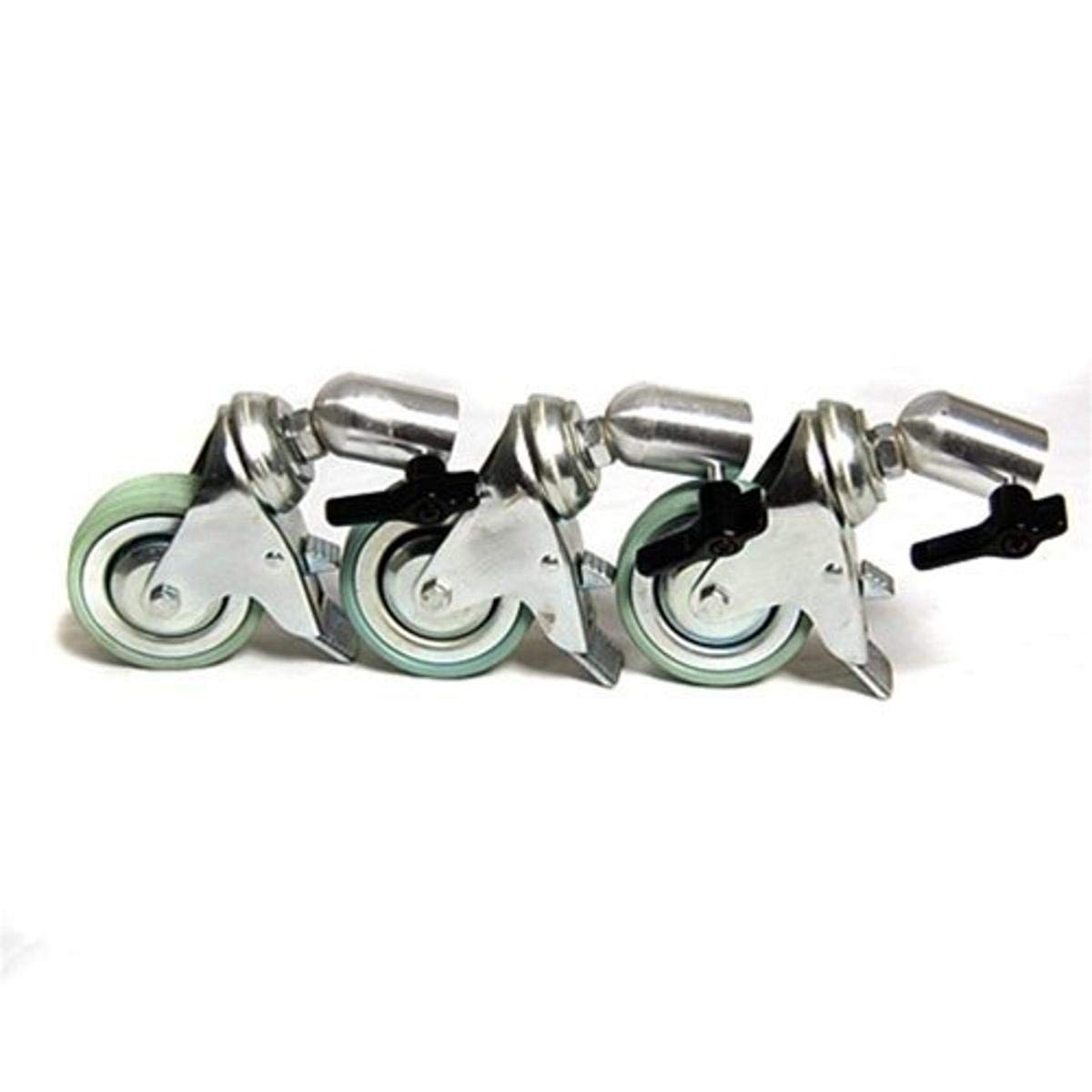 CowboyStudio Professional Light Stand Caster Wheels Set - 3 Heavy Duty Rolling Wheels for Photography Studio Equipment & Lighting Stands - Perfect for Smooth Mobility on Hard Floors & Carpet