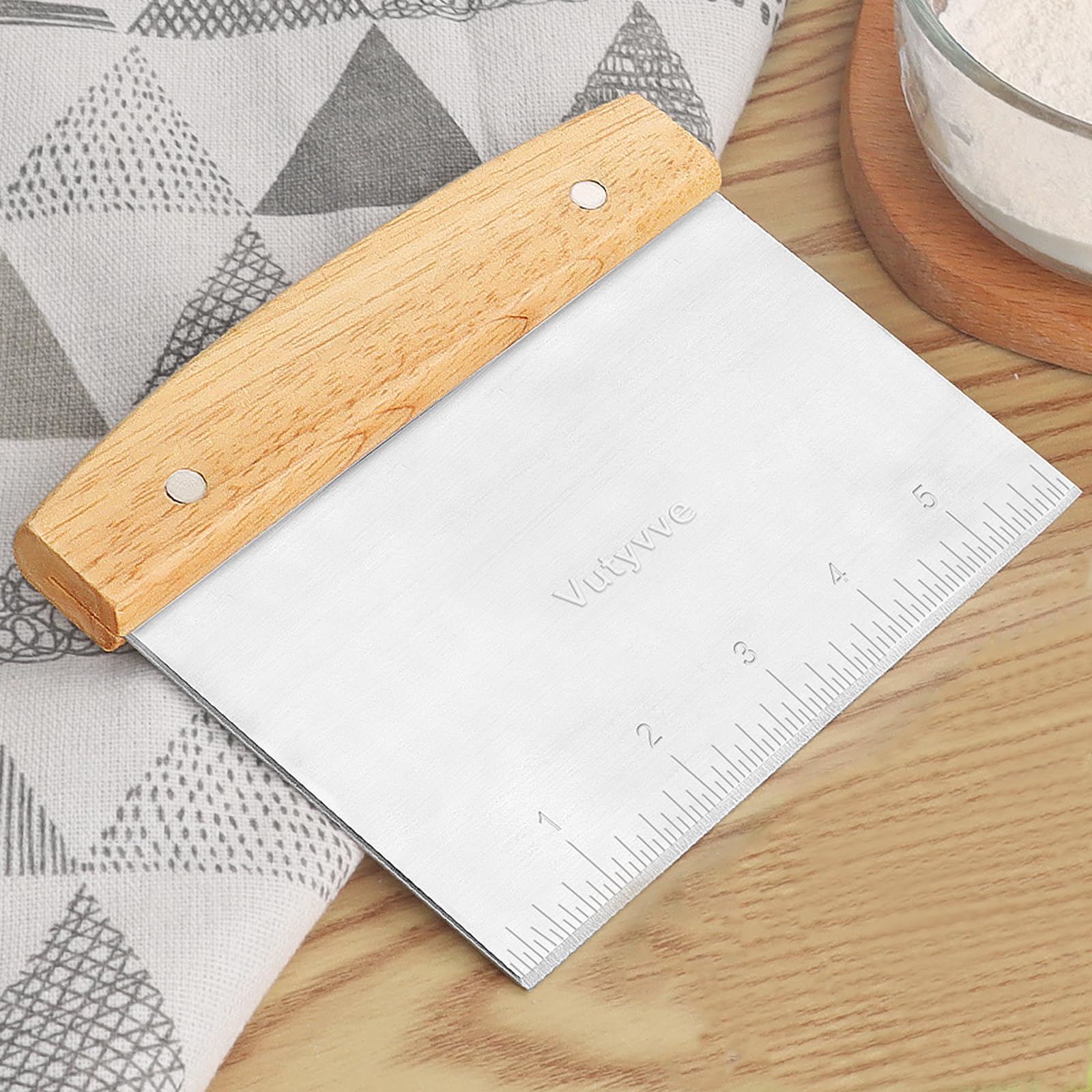 **Wooden Handle Stainless Steel Dough Scraper & 2 Plastic Pastry Scrapers - 3-Piece Baking Set for Pizza, Cake, Bread Dough - Perfect for Home Bakers & Professional Kitchens**
