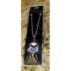 Skull with Rose in Teeth Silver Tone Necklace - 27
