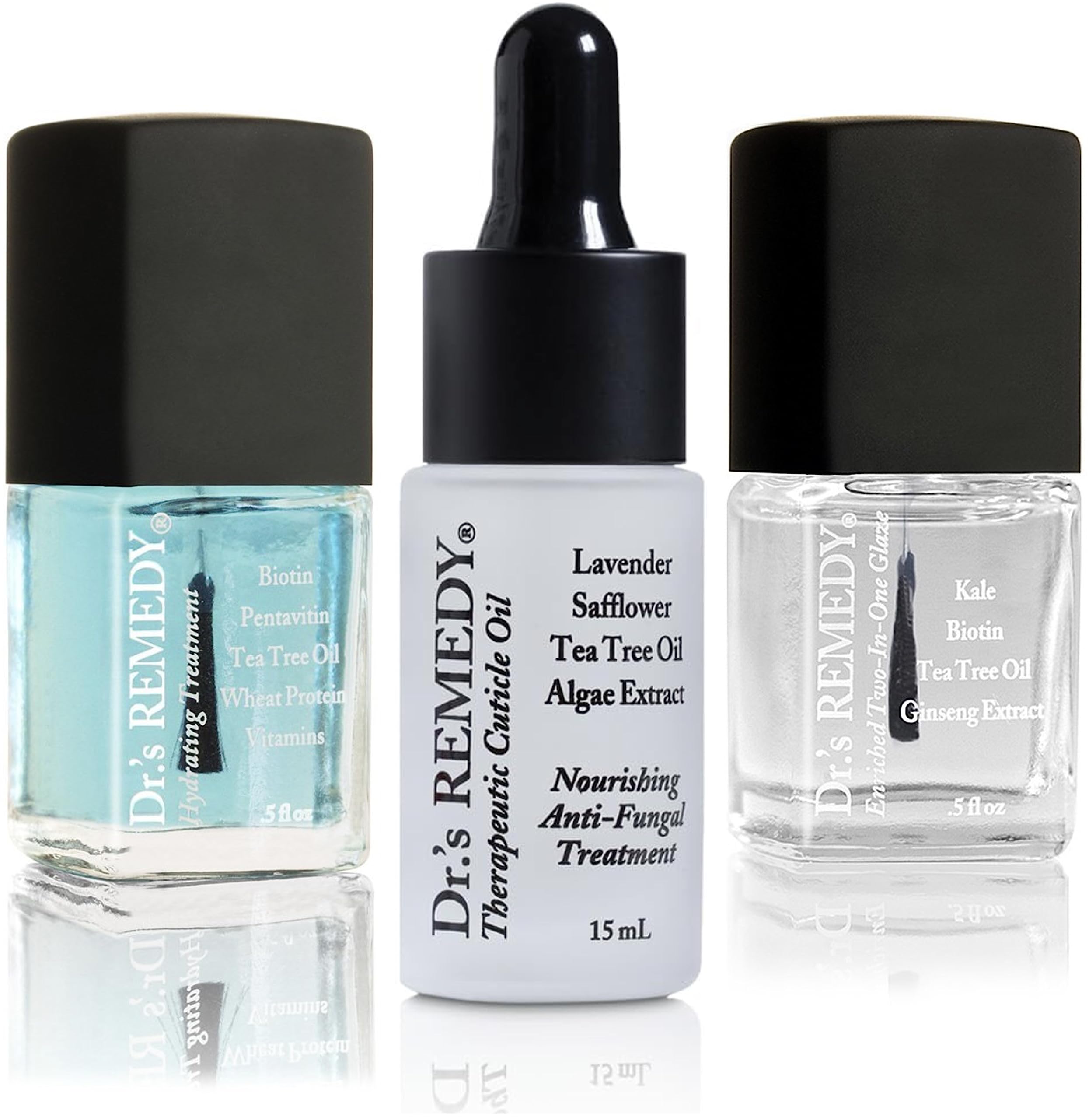 Dr’s Remedy 3-Pack Nail Polish Treatment Kit | Organic Nail Strengthener & Cuticle Oil | Non-Toxic, Restorative Trio for Hydration & Repair | Perfect for Dry, Brittle Nails & At-Home Manicures