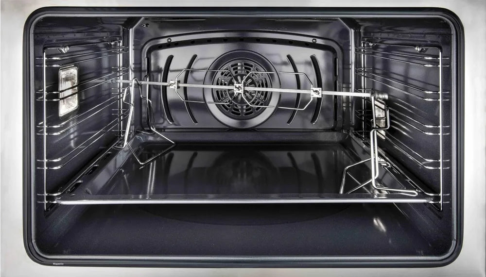 ILVE Majestic II 48-Inch Dual Fuel Range with Matte Graphite Finish & Brass Trim - Professional Gas & Electric Stove for Home Chefs - Perfect for Gourmet Cooking, Baking, and Entertaining in Modern Kitchens