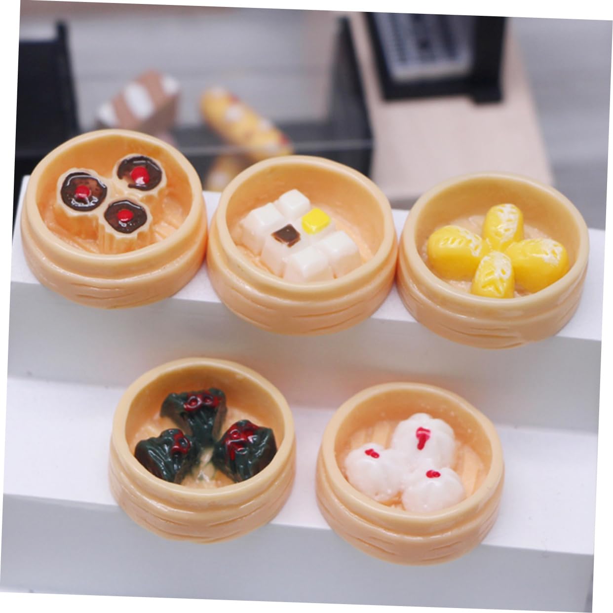 STOBOK 10Pcs Mini Steamer Resin House Props - Artificial Simulation Dessert Decorations for Miniature Bao, Dollhouse & Crafts | Perfect for DIY Scenes, Baking Displays & Miniature Food Photography