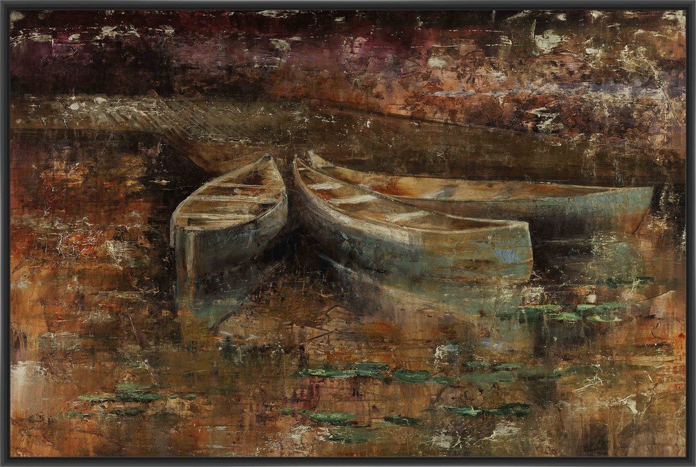 9-13827 Premium Canvas Wall Art - Black Canoe Painting for Home & Office Decor | Perfect for Living Room, Bedroom, or Office Wall Decoration