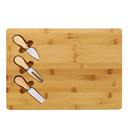 YANYUESHOP Bamboo Cheese Board Set - Premium Charcuterie Platter & Cutting Board for Kitchen | Perfect for Cheese, Meat, and Charcuterie Serving | Ideal for Entertaining, Parties, and Home Use