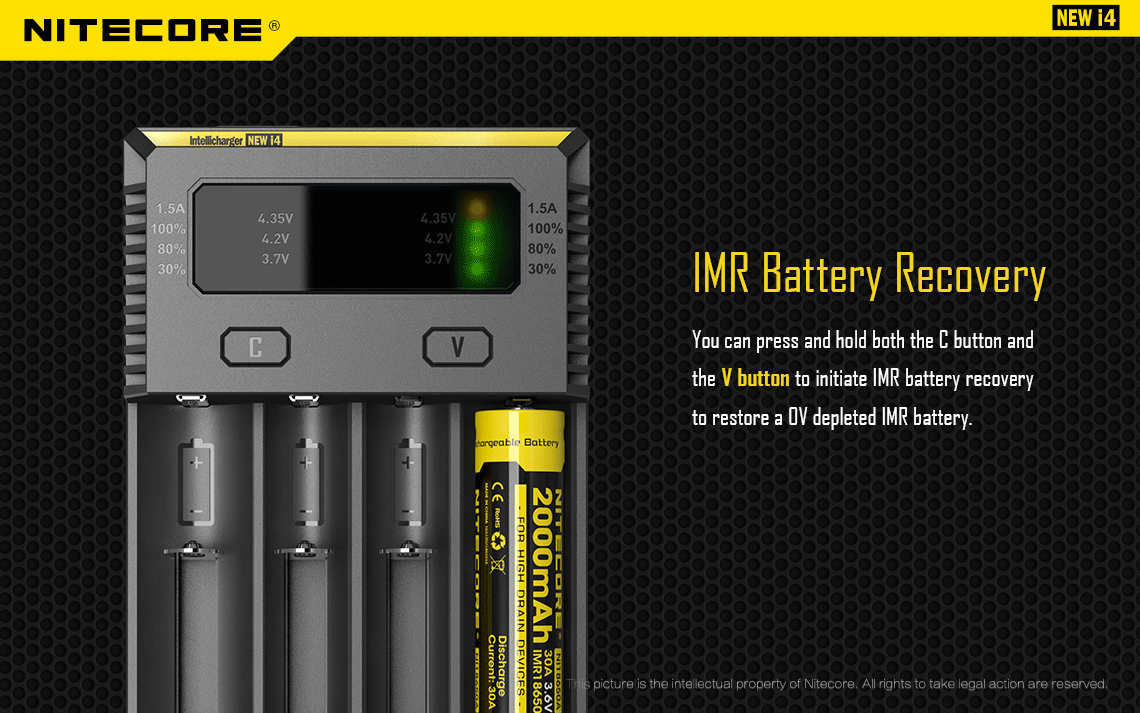 Nitecore I4 Universal Battery Charger for 18650, 18500, 26650, AA, AAA - Fast Charging for Li-ion, Ni-MH, Ni-Cd Batteries - Perfect for Flashlights, Vapes, and Electronic Devices