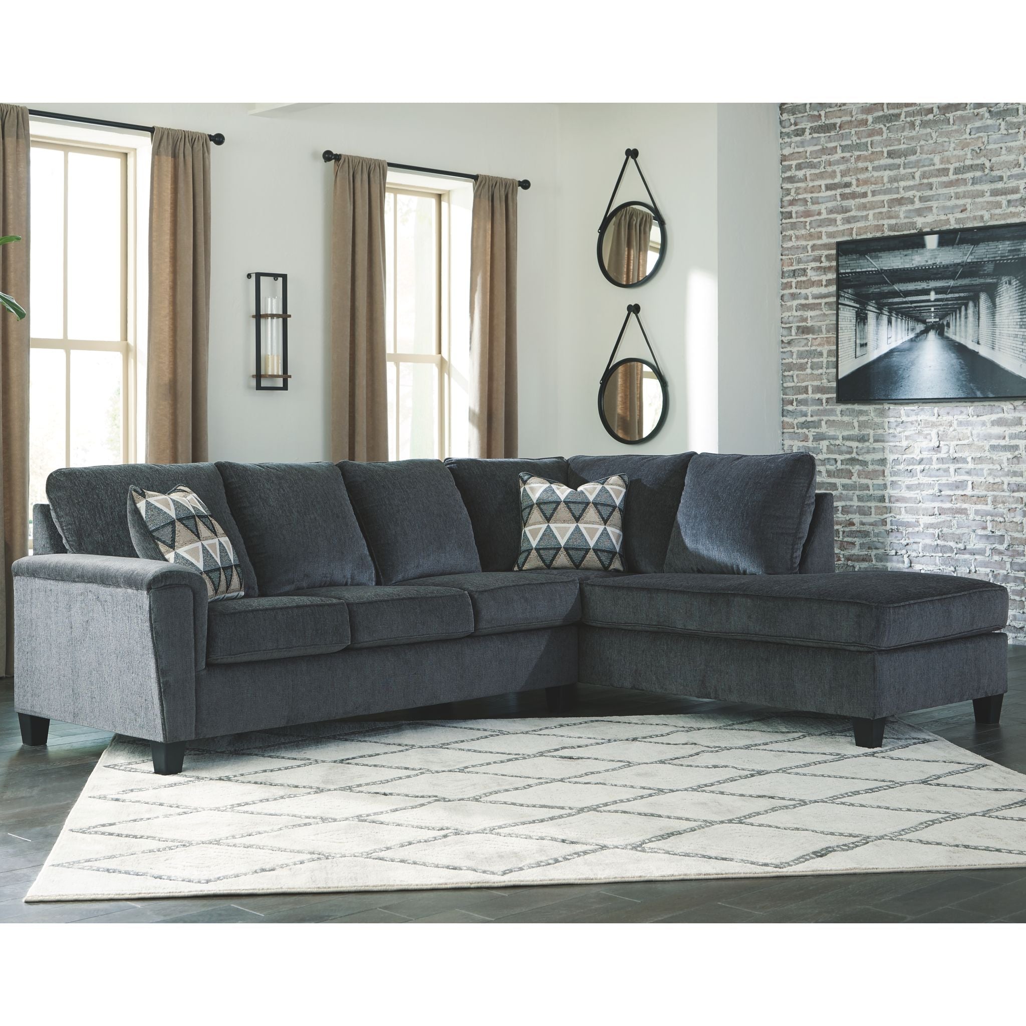 Abinger 2-Piece Sectional Sofa with Chaise Lounge - Modern L-Shaped Living Room Couch for Small Spaces, Apartment & Family Room Furniture