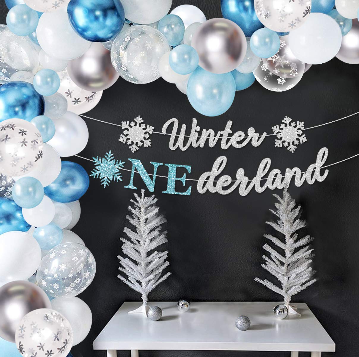 Snowflake Balloon Garland Arch Kit - Blue & Silver Winter Wonderland Decor for 1st Birthday Party, Baby Shower, Winter Onederland | Perfect for Girls, Boys & Gender Neutral Celebrations | Create Magical Winter-Themed Backdrops & Photo Booths