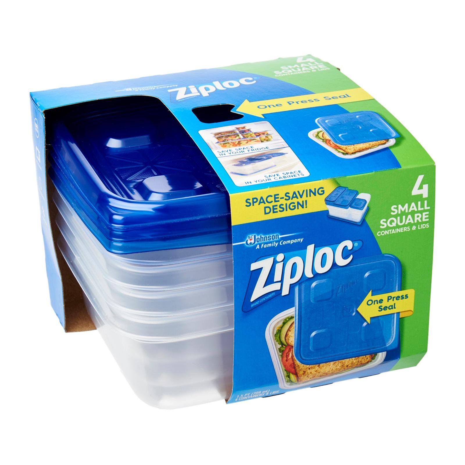 Ziploc 70935 Small Square Food Storage Containers 4-Pack | BPA-Free Plastic Meal Prep Containers for Lunch, Leftovers & Snacks | Perfect for Home, Office & School Organization
