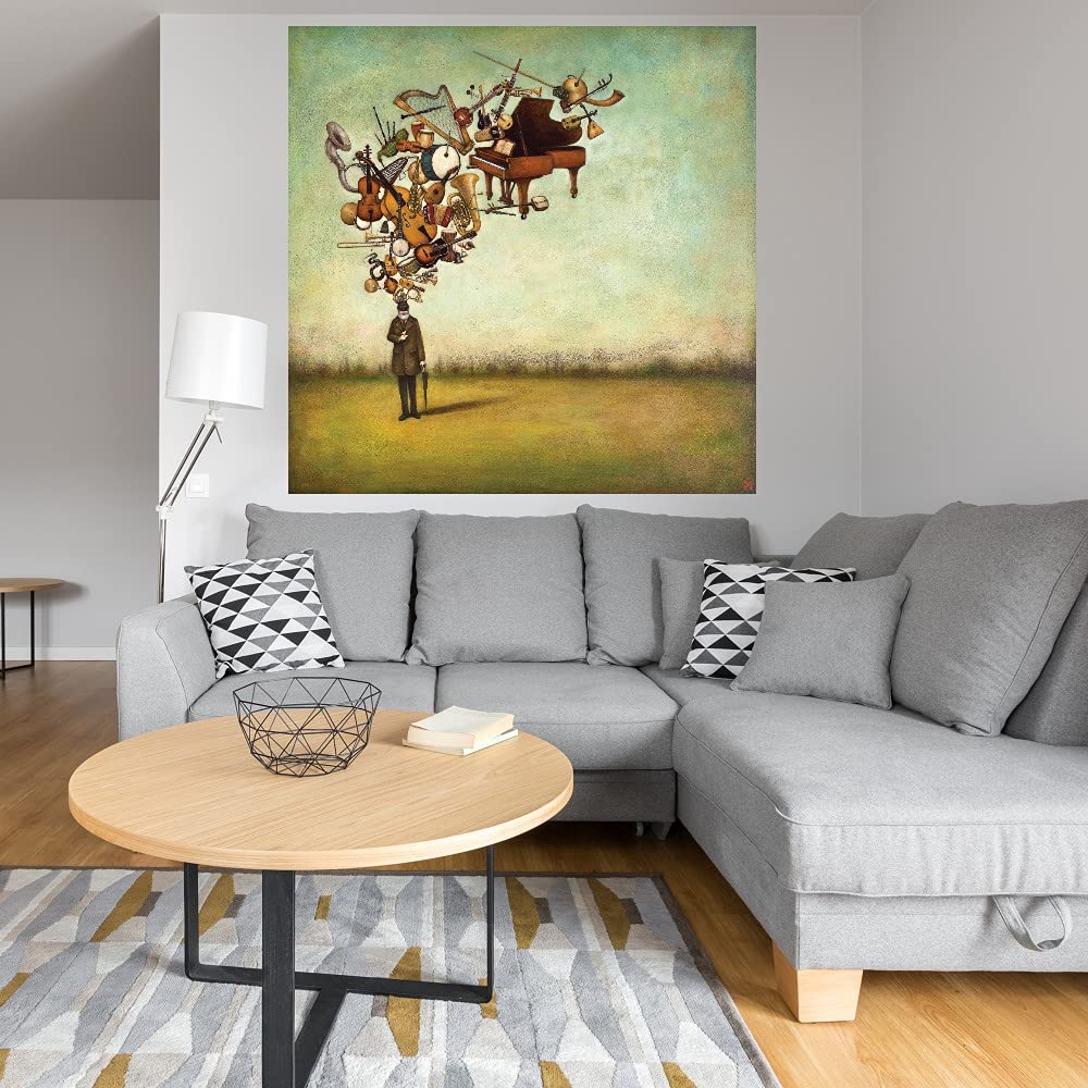 Fine Art Canvas Wall Decor 'Thanks for The Melodies' by Artist Duy Huynh - 22x22 Inch Ready-to-Hang Painting for Living Room, Bedroom, Office & More - Perfect for Home Decor, Gifts & Music Lovers