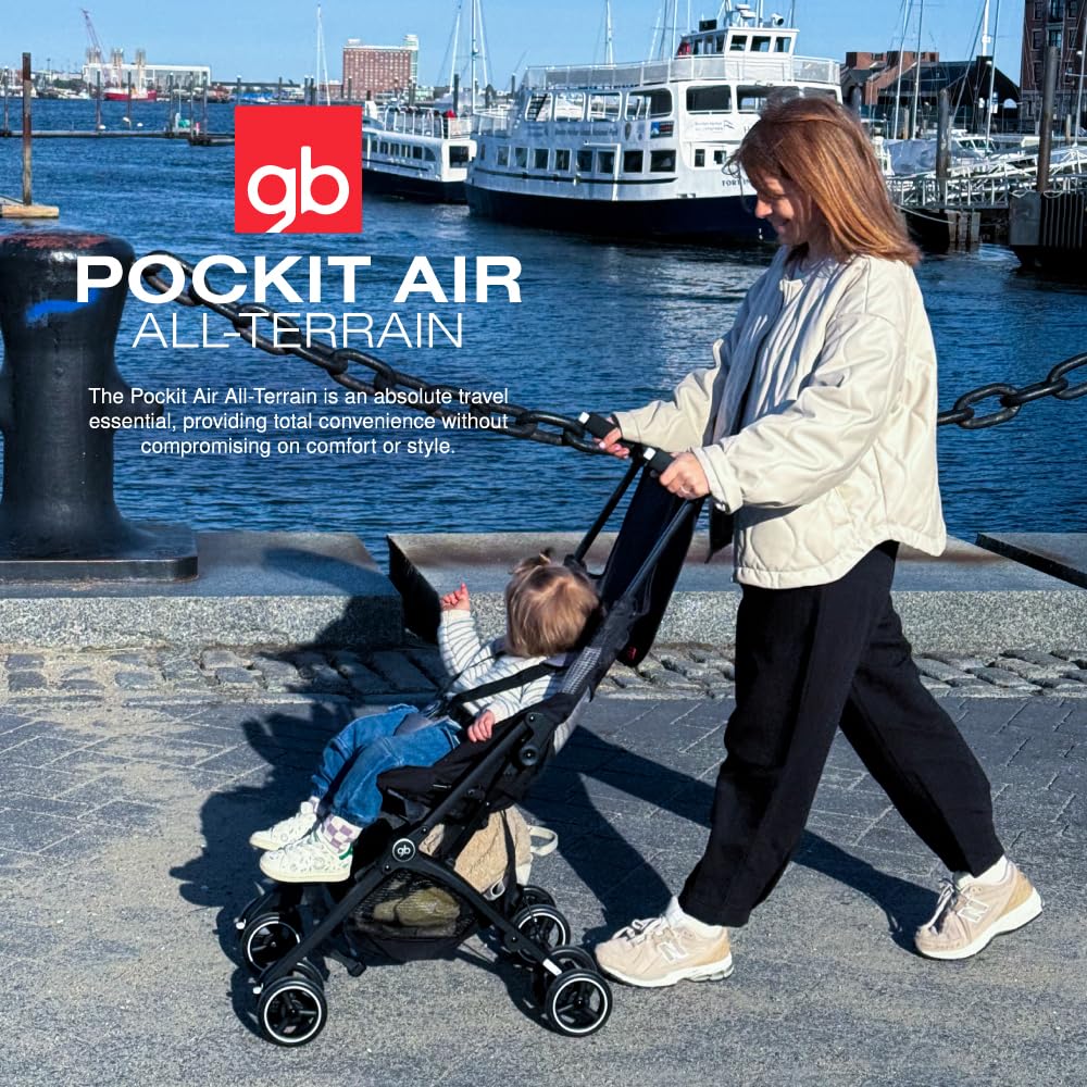 gb Pockit Air All Terrain Ultra Compact Lightweight Travel Stroller - Breathable Fabric, Velvet Black | Perfect for Air Travel, City Walks & Outdoor Adventures