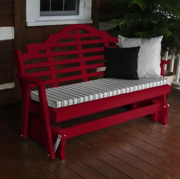 A & L Furniture Yellow Pine Marlboro Glider - Comfortable Wooden Porch Swing for Outdoor Relaxation, Garden, Patio, and Backyard Use