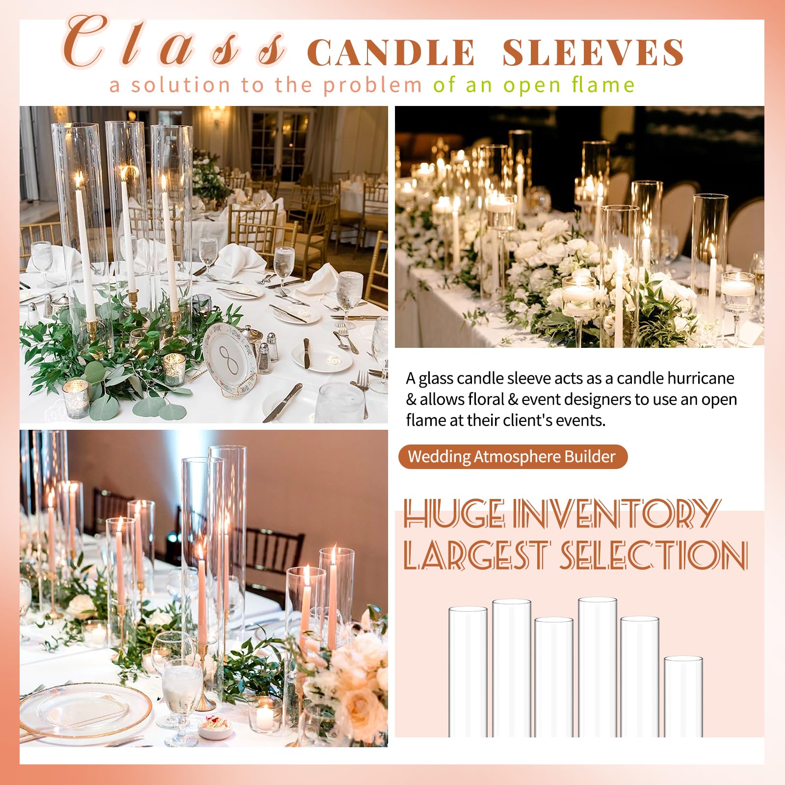Showgeous 24-Pack Hurricane Candle Holders - 2.5