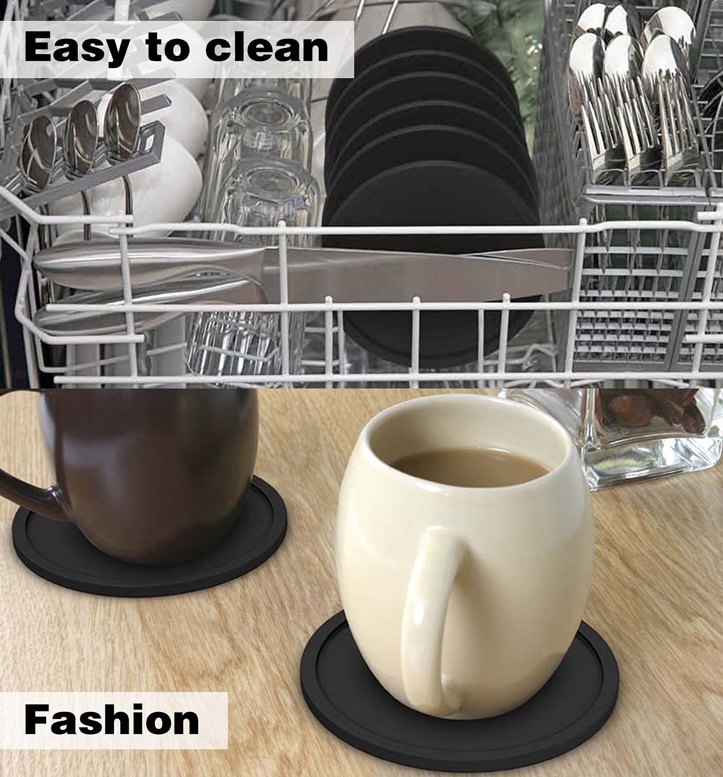6 Pack Silicone Coasters Set - 4 Inch Non-Slip Heat Resistant Drink Coasters for Hot & Cold Beverages - Perfect for Coffee, Tea, Wine & Beer - Ideal for Home, Office & Restaurant Use