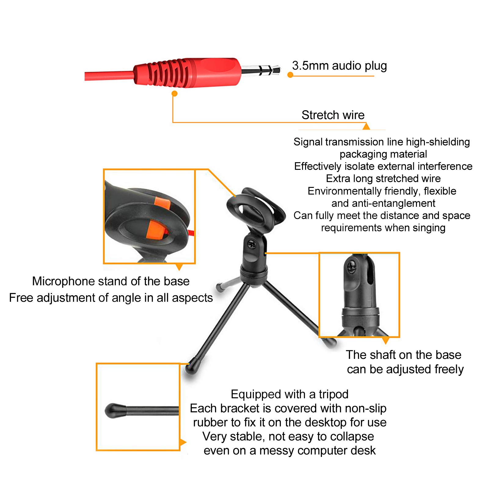 Professional USB Condenser Gaming Microphone with Foldable Tripod Stand - Noise Cancelling PC/Laptop Mic for Streaming, Online Meetings, Podcasting & Voice Chats (Black) | Perfect for Gamers, Streamers & Remote Workers