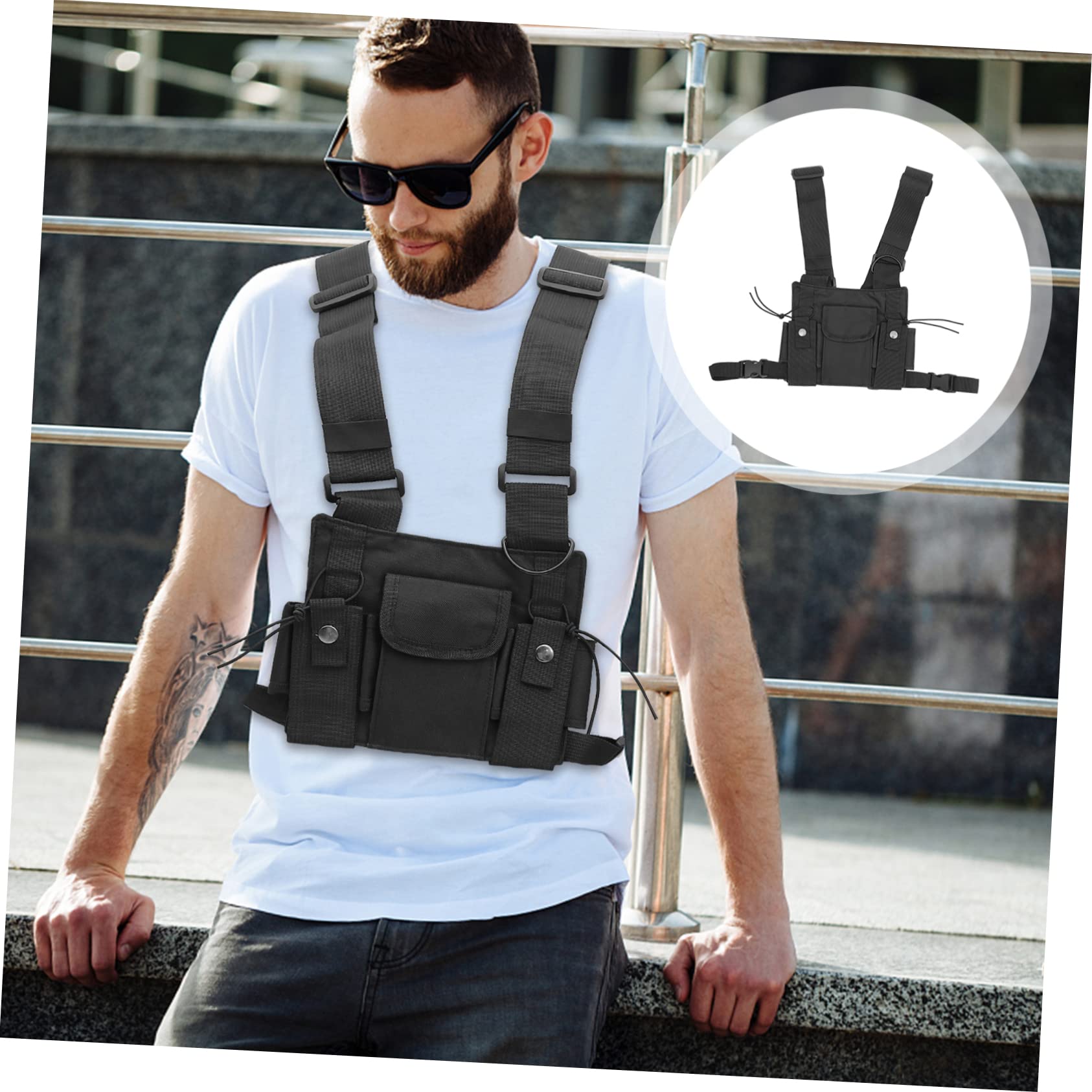 Gatuida 6-Pack Multifunctional Radio Vest Pouch for Kids & Adults - Nylon Drawstring Two-Way Radio Bag with Microphone - Perfect for Outdoor Adventures, Hiking, and Communication Enthusiasts