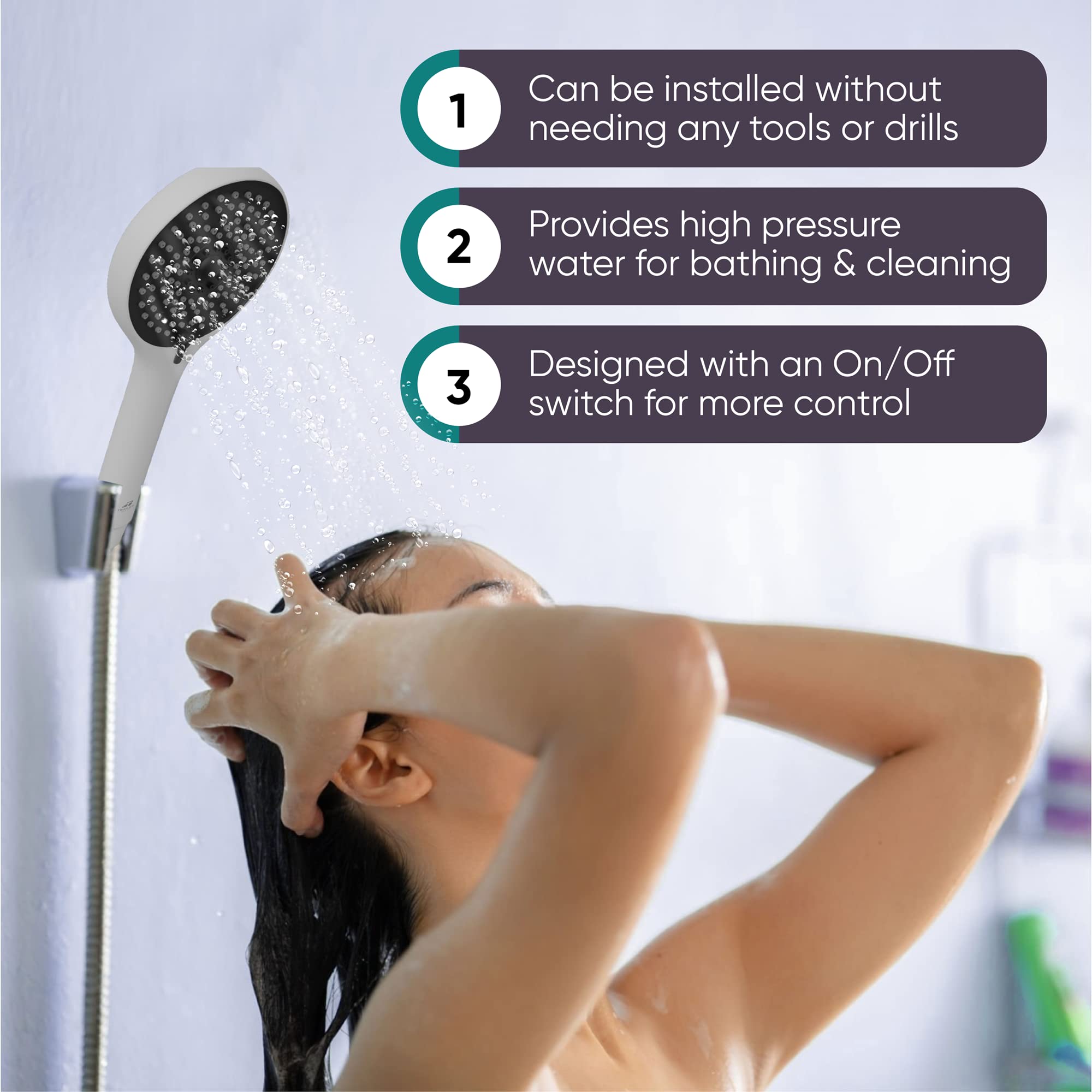 High Pressure RV Handheld Shower Head Replacement - 4 Spray Modes with On/Off Switch | Camper & Outdoor Shower Head for RV, Trailer, Motorhome | Perfect for Camping, Road Trips & Off-Grid Living
