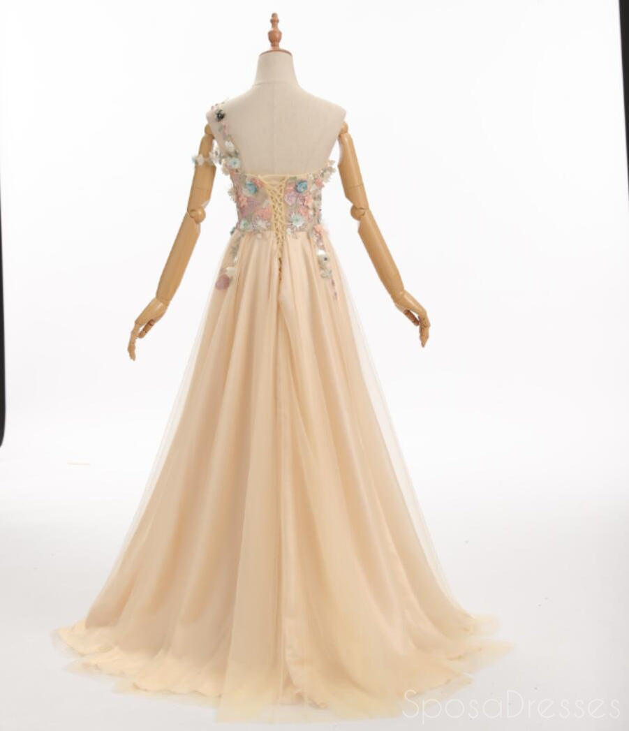 Elegant Floral Shoulder Slit Long Evening Prom Dress for Women - Perfect for Formal Parties, Homecoming & Special Occasions