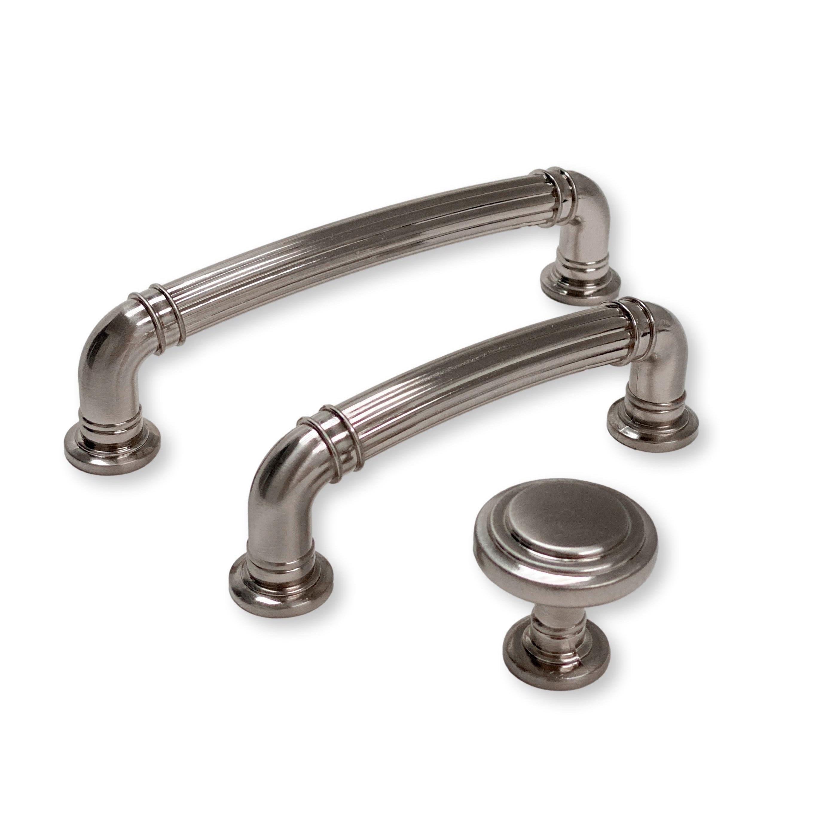 Brushed Nickel Round Cabinet Knobs and Drawer Pulls - Classic Hardware for Kitchen & Bathroom Cabinets, Dressers, Furniture (10-Pack)
