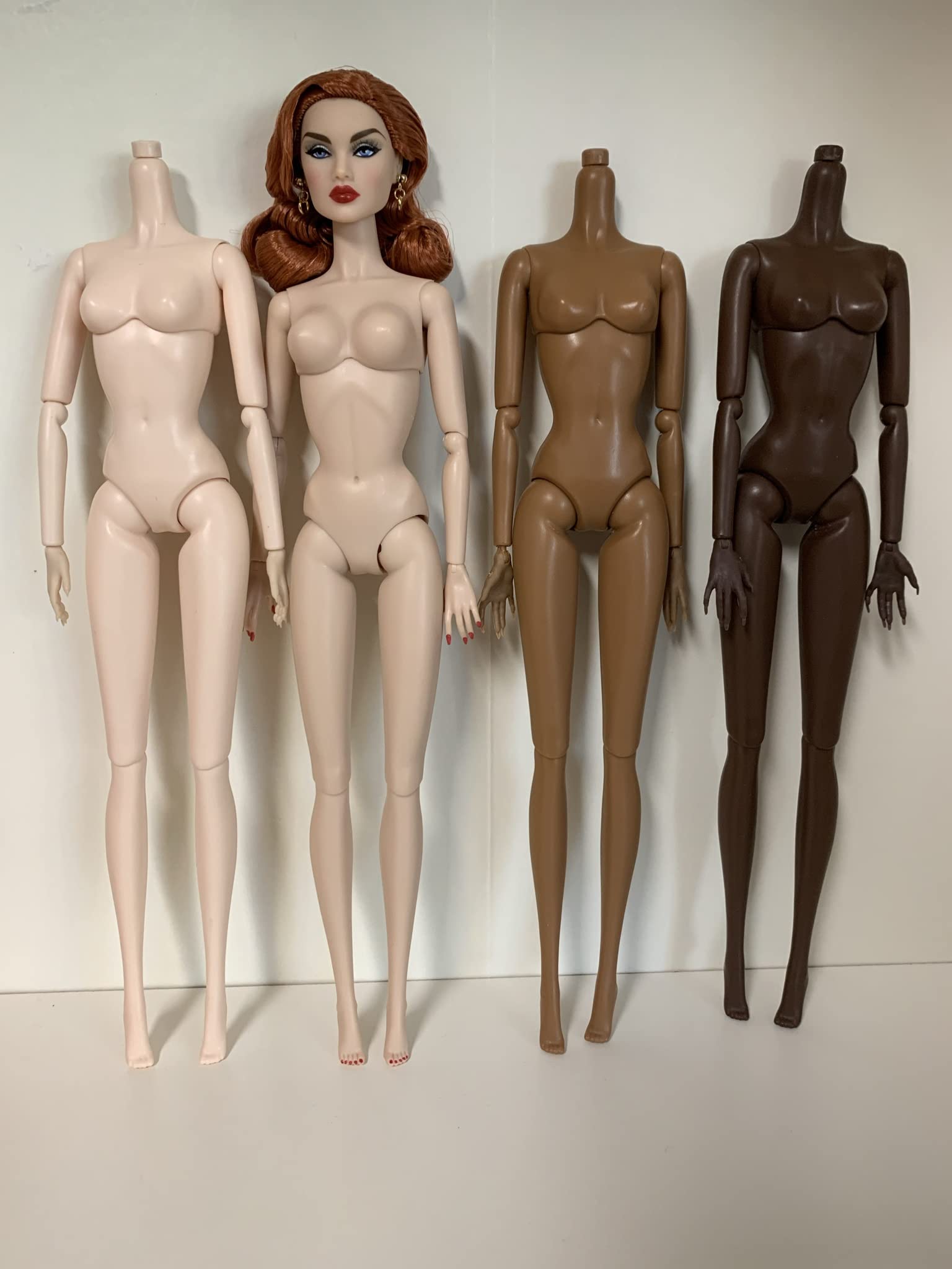 12 Inch DIY OOAK Fashion Doll Bodies - 4 Pack Multiracial Articulated Posable Replacement Dolls for Repair & Customization | Perfect for Collectors, Supermodel Dolls & Craft Projects | Includes 4 Skin Tone Variety Pack by Eledoll