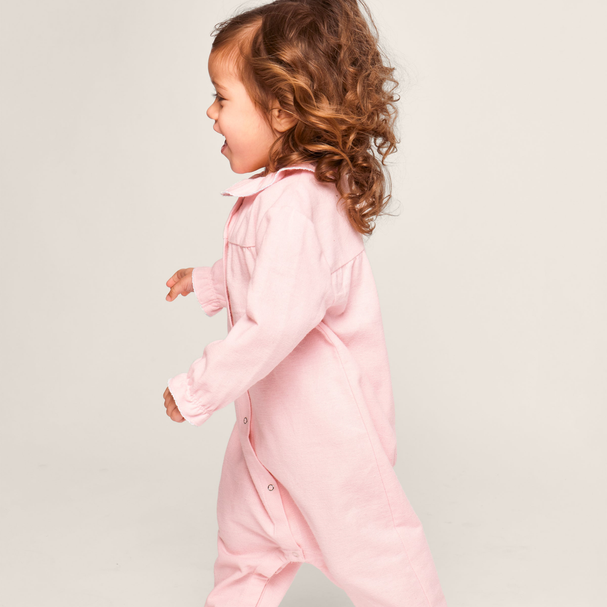 Pink Baby Flannel Madeline Romper - Soft & Cozy Infant Jumpsuit for Girls - Perfect for Playtime, Photo Shoots & Casual Outings